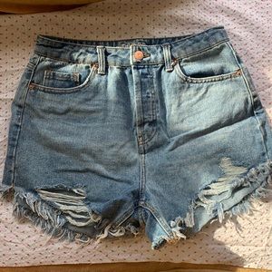 Raw hem denim shorts